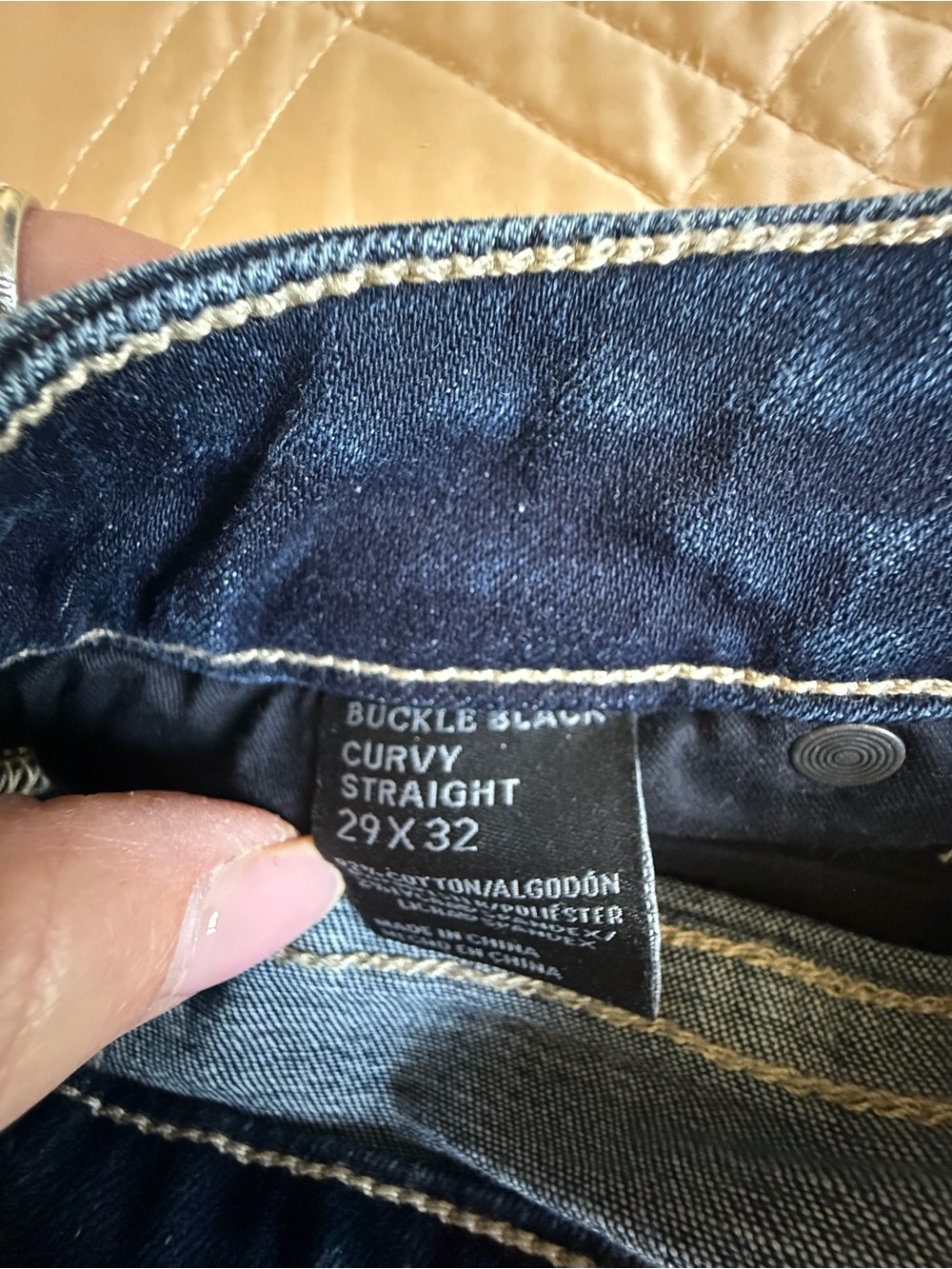 Buckle Curvy Straight Jeans - Dark Blue Denim